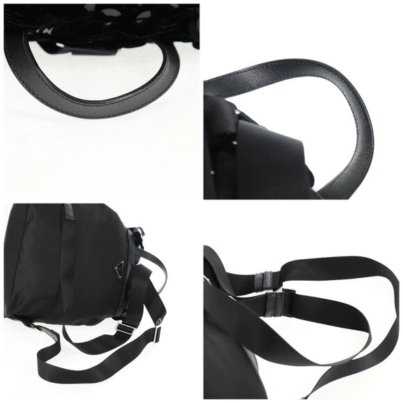 PRADA Sequin Backpack Nylon Black Silver Auth 141151M - Picture 15 of 16